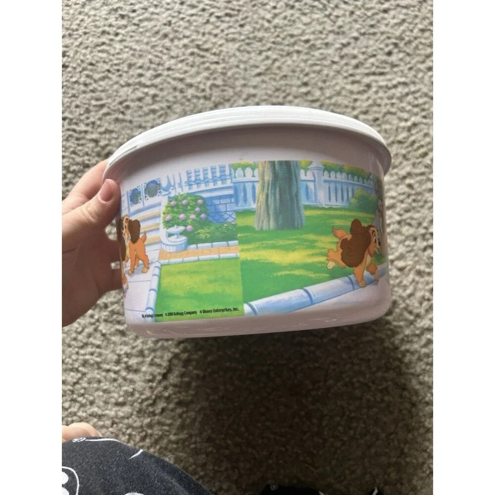 Lady and the Tramp II Vintage Popcorn Bowl with Lid Year 2000 Disney Kellogg
